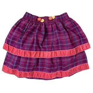 Matilda Jane Misha Skirt Girls Friends Forever Plaid Tiered Magenta Pink Size 2